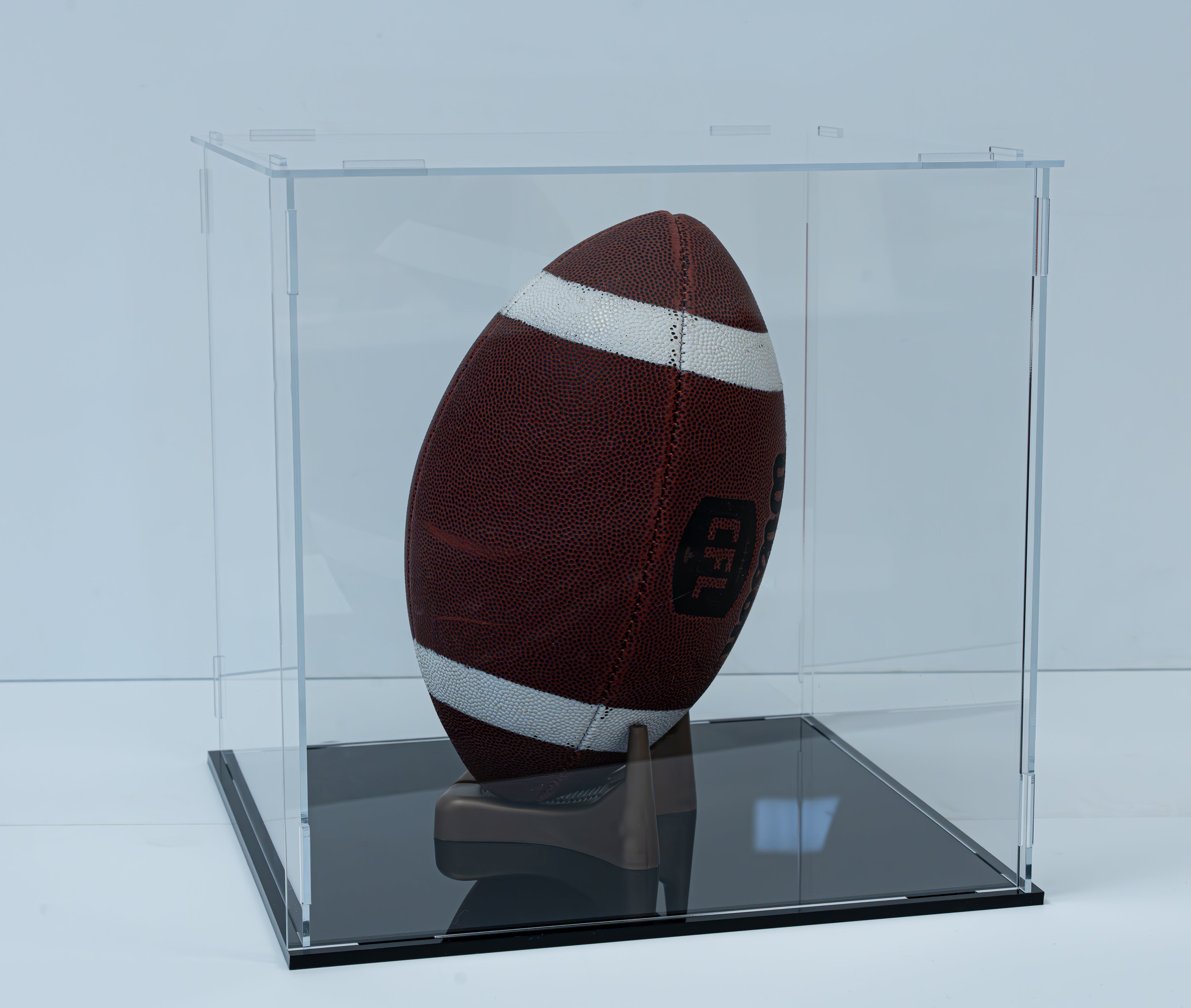 Acrylic Football Cube Presentation Display Case Box & Ball Holder