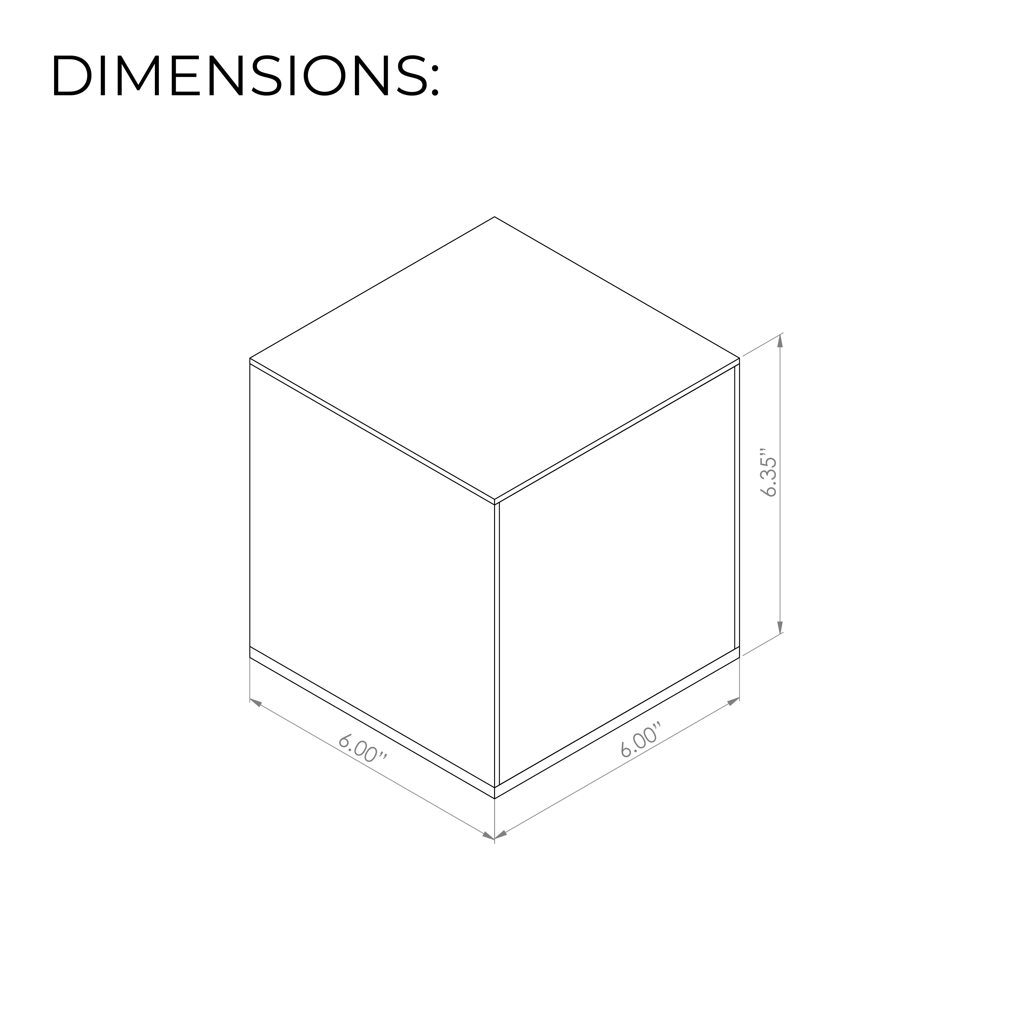 Display Case / Size: 6" H x 6" W x 6" D